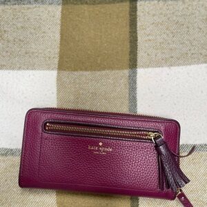kate spade Plum Large Zip Around Wallet